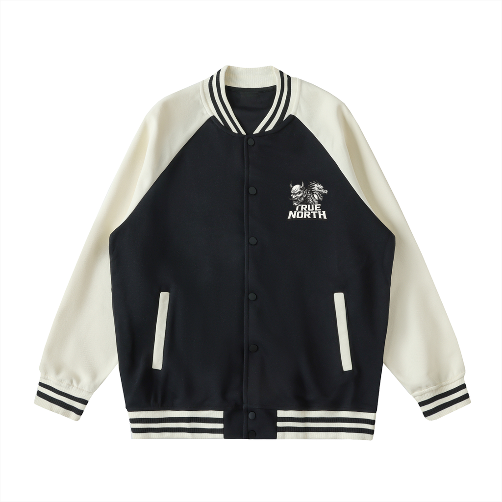 Two Tone Raglan Sleeve Varsity Jacket