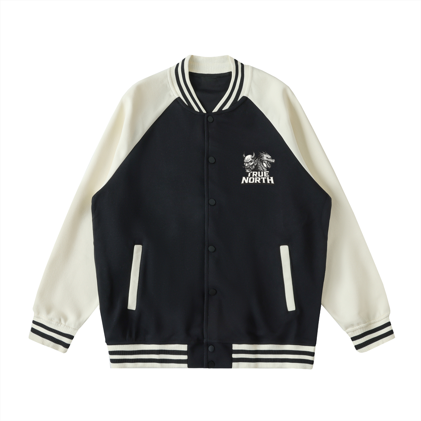 Two Tone Raglan Sleeve Varsity Jacket